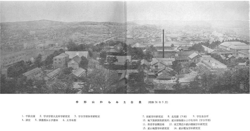 1961年 当時の手形山から見た鉱山学部全景