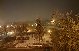 The night before the university was closed due to a blizzard.